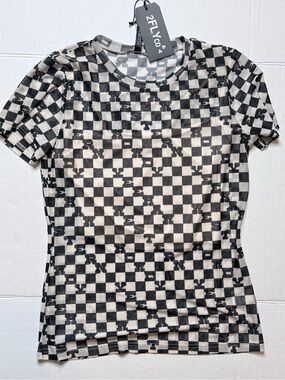 2FLY Co. Black & White Checkerboard Short Sleeve Tee